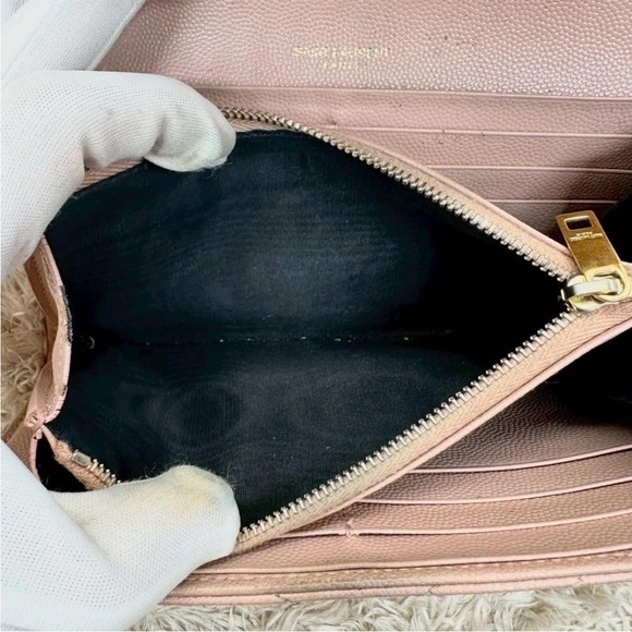Yves Saint Laurent Blush Chevron Caviar Leather Wallet - Picture 5 of 10